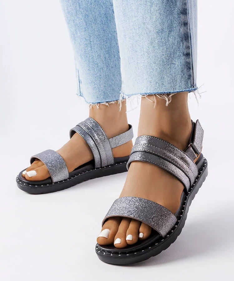 Szare błyszczące sandały Felicienne