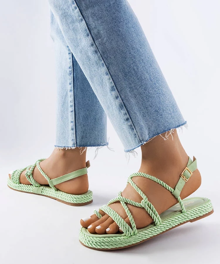 Zielone plecione sandały Burwell