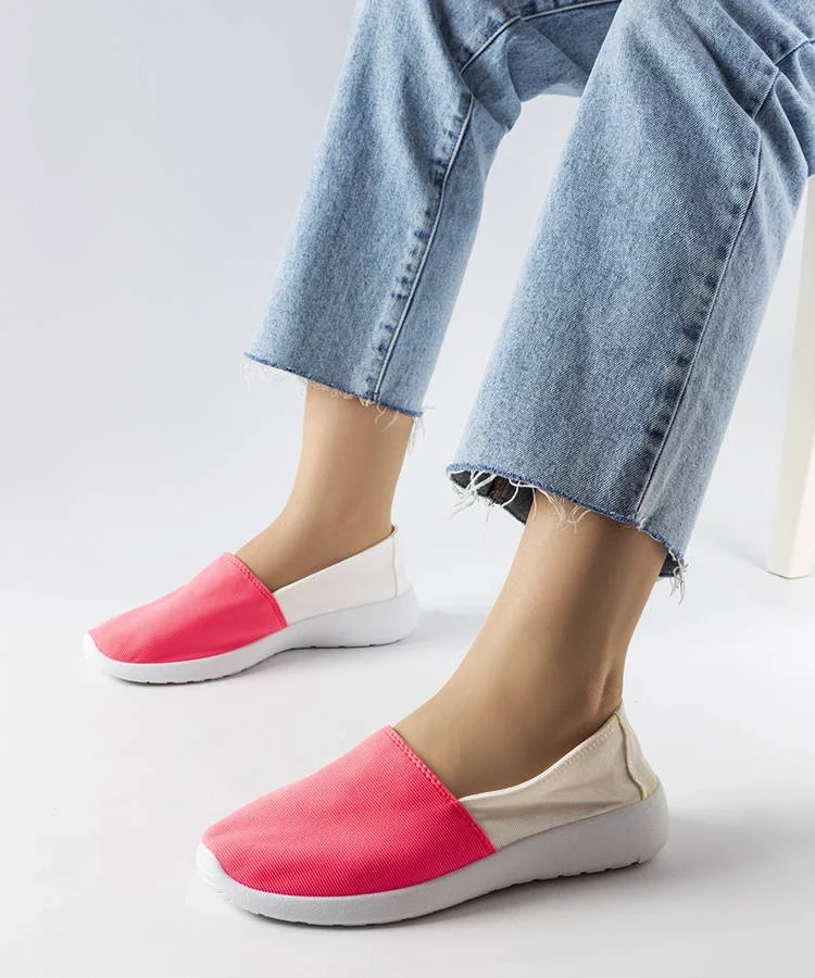 Biało-różowe wsuwane tenisówki Winding