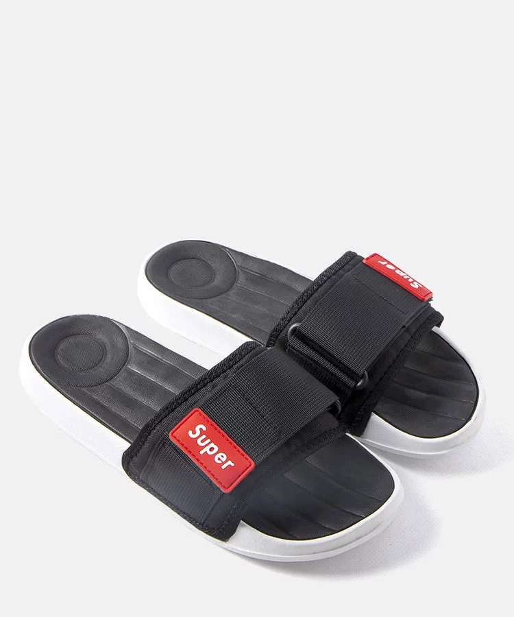 Czarne męskie klapki regulowane na rzep Alley