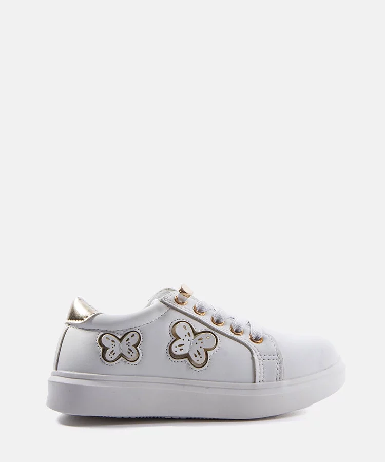 Białe sneakersy zdobione motylkami Senapus