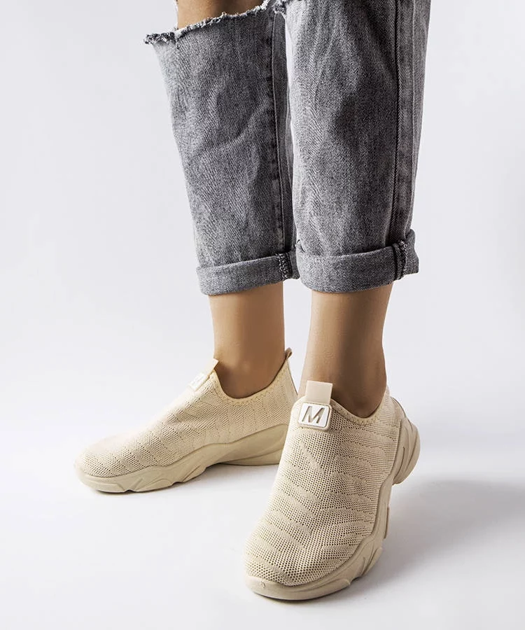 Beżowe materiałowe buty sportowe damskie Aaron