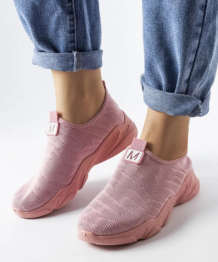 Różowe materiałowe buty sportowe damskie Aaron