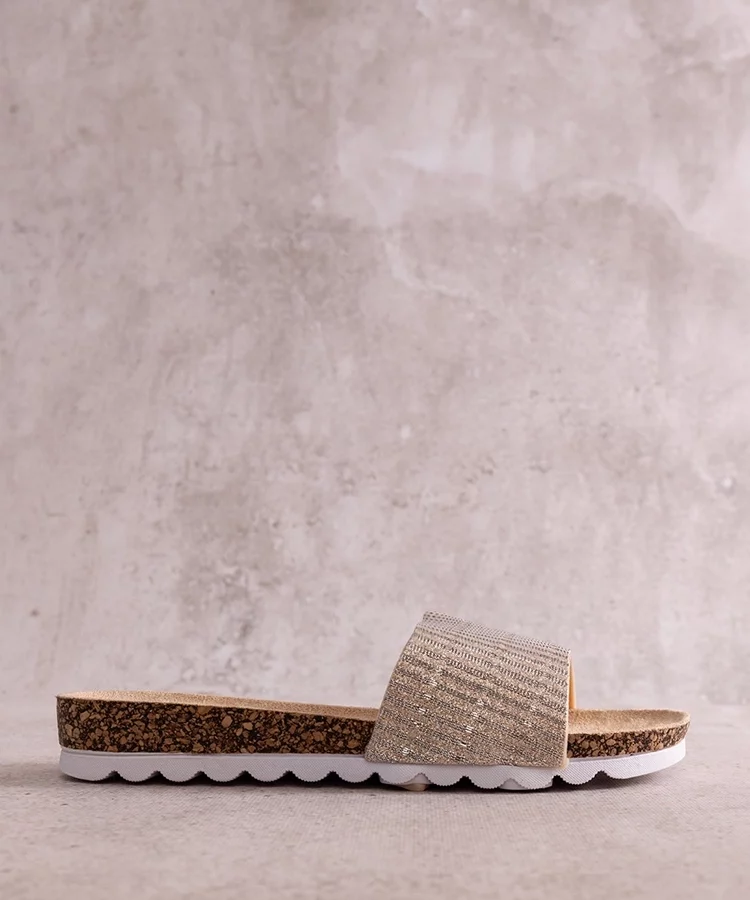 Złote błyszczące klapki Issiglio