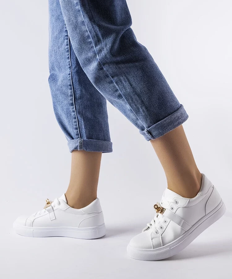 Białe trampki ze złotym akcentem Letteria