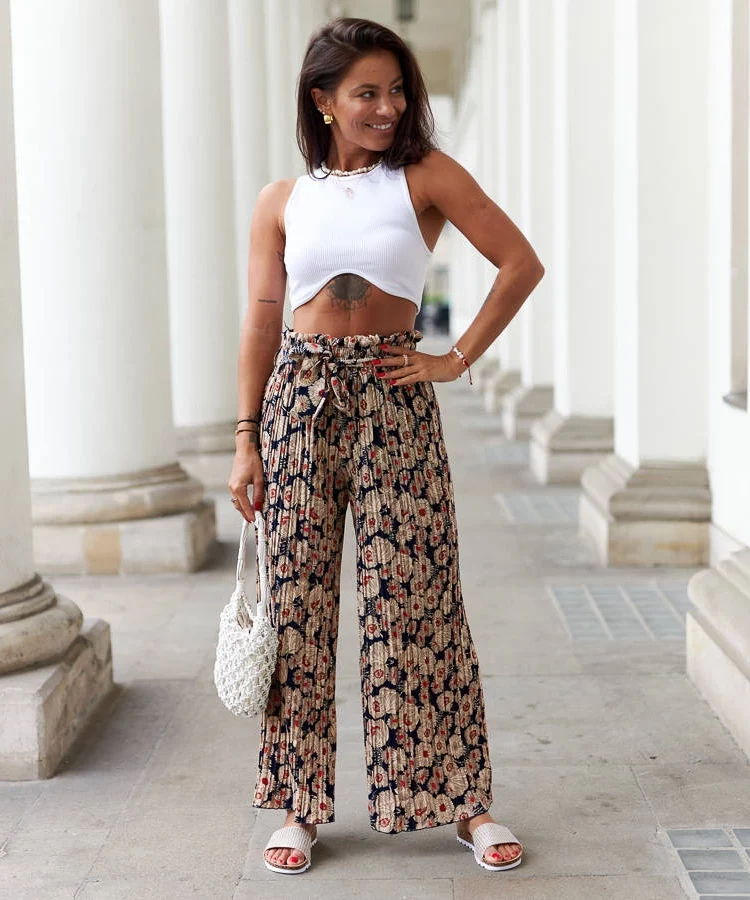 Granatowe szerokie plisowane spodnie Aberdeen