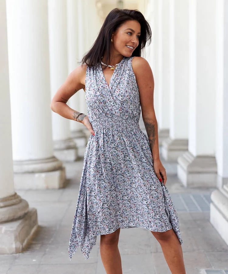 Wielokolorowa sukienka w kwiaty Lodovica