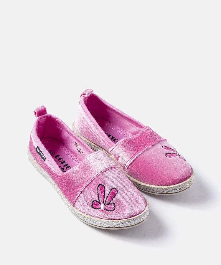 Ciemnoróżowe welurowe balerinki Patria