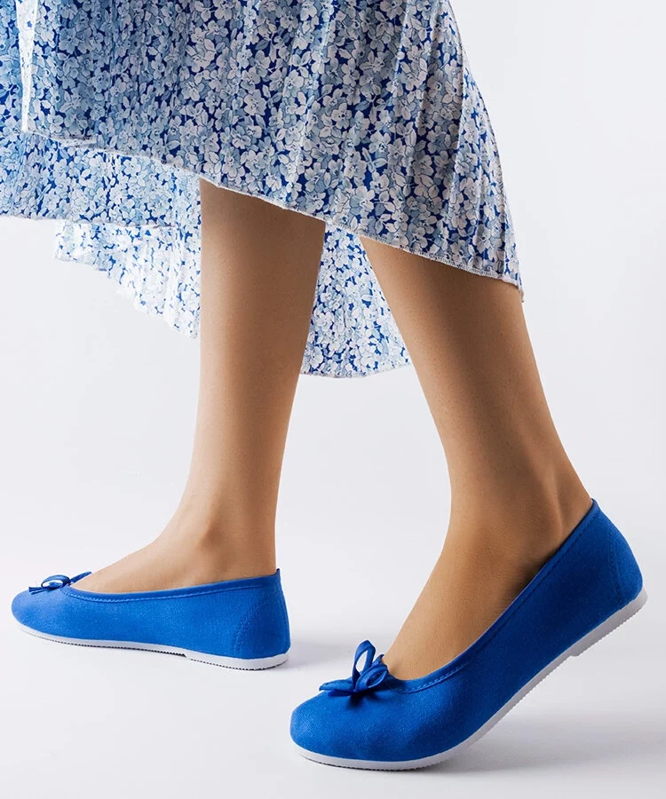 Niebieskie materiałowe balerinki Gendron