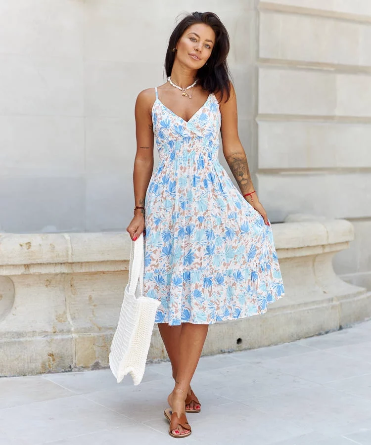 Niebieska sukienka na ramiączkach Michelino