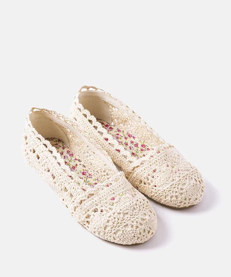 Beżowe szydełkowane balerinki dziecięce Lisa