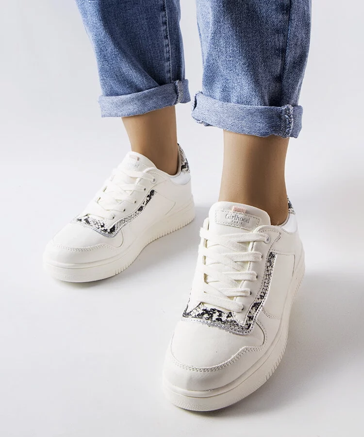 Białe trampki damskie sneakersy z eko skóry Nelma