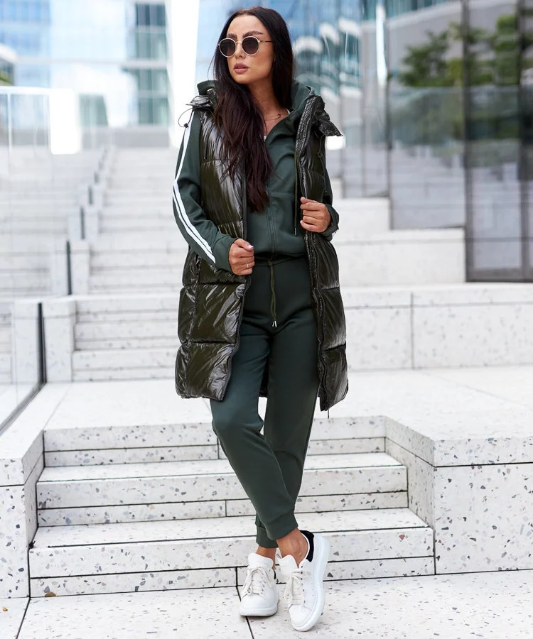 Zielona kamizelka z odpinanym kapturem Artemia