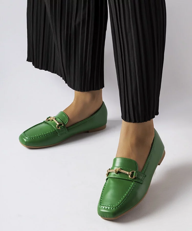 Zielone ozdobne mokasyny Docherty