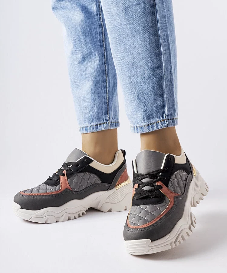 Szare sneakersy z kolorowymi wstawkami Esquibel