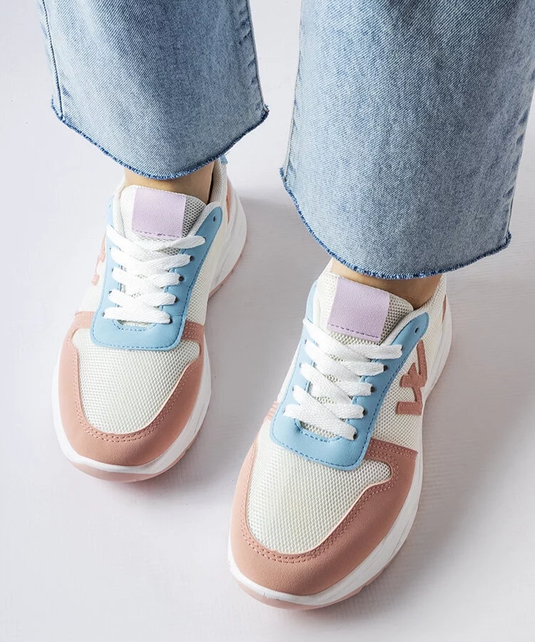 Biało-Różowo-niebieskie sneakersy Teresio