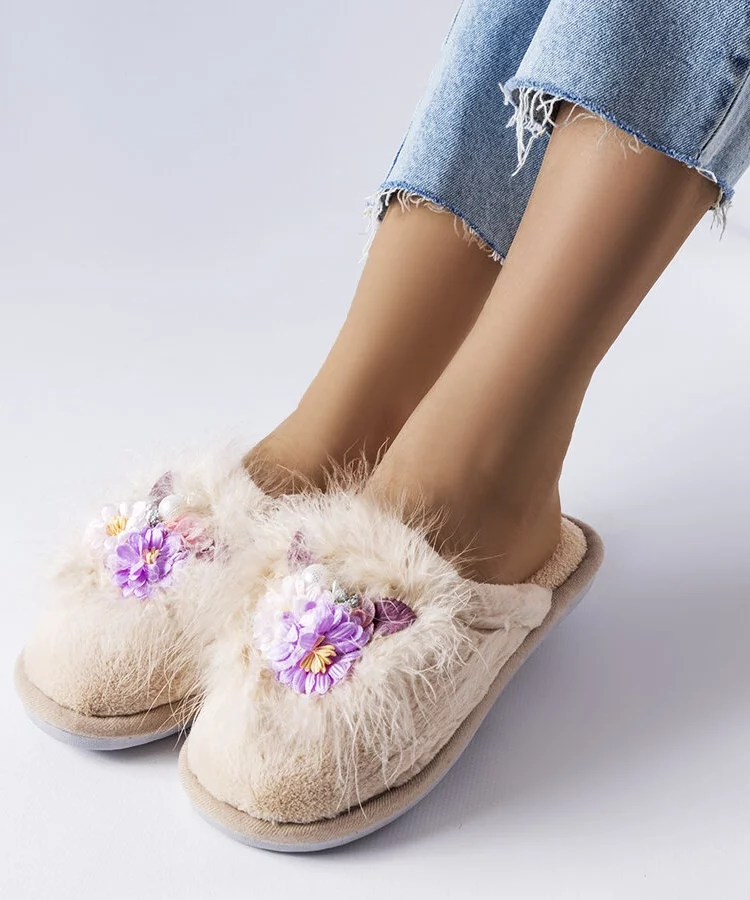 Beżowe damskie kapcie Moly