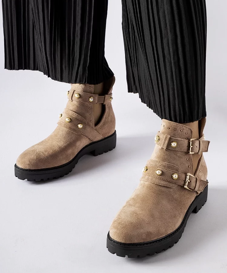 Beżowe ozdobne botki z wycięciami Provolo