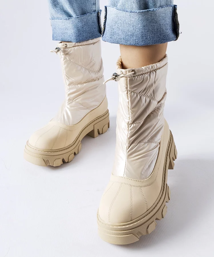 Beżowe śniegowce ze ściągaczem Cendrillon