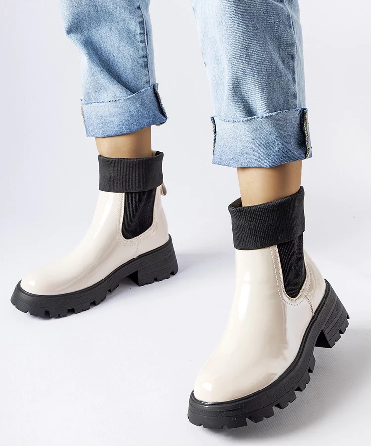 Beżowe wsuwane botki workery Breolungi