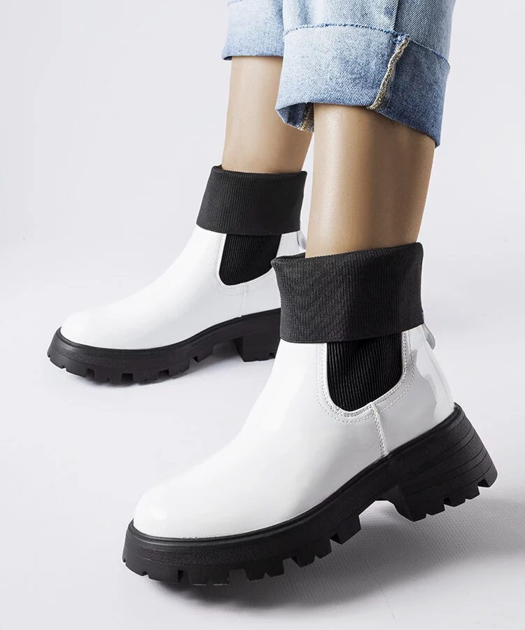 Białe wsuwane botki workery Breolungi