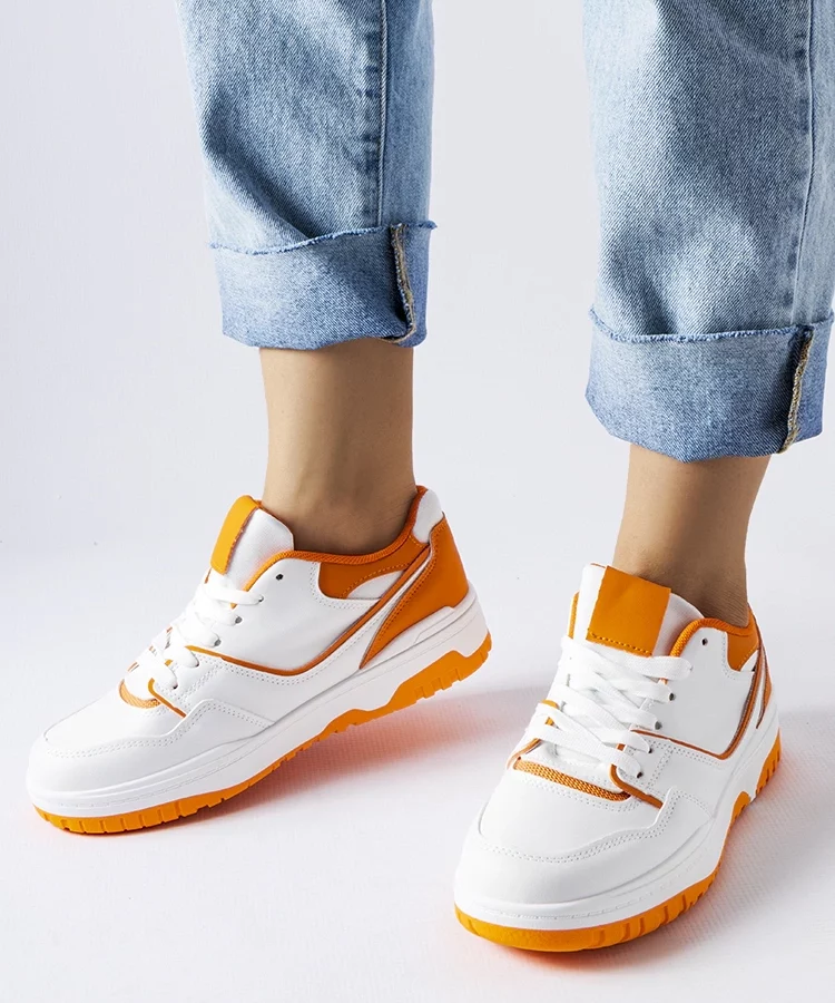 Biało-pomarańczowe sneakersy Barrette