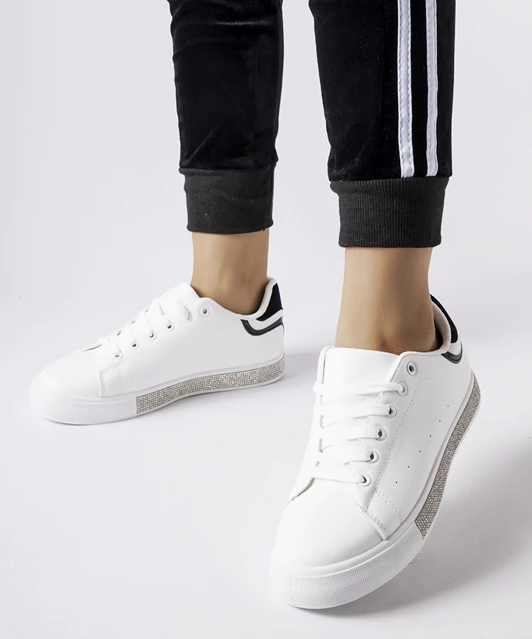 Biało-czarne sneakersy z cyrkoniami Dina