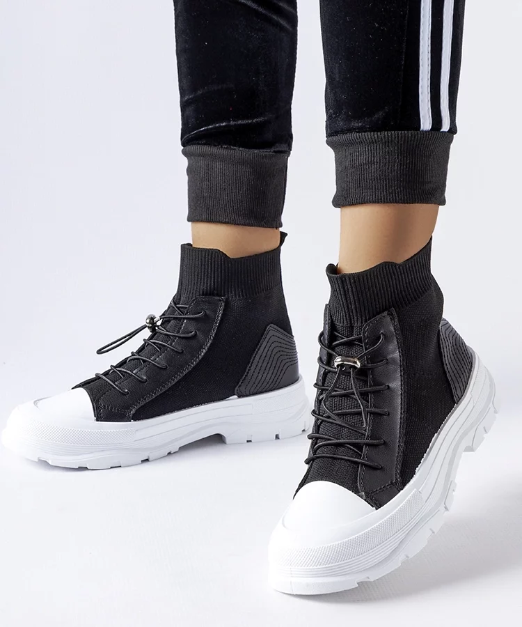 Wysokie skarpetkowe czarne trampki Fredo