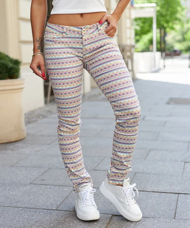 Kolorowe wzorzyste spodnie Lakeside