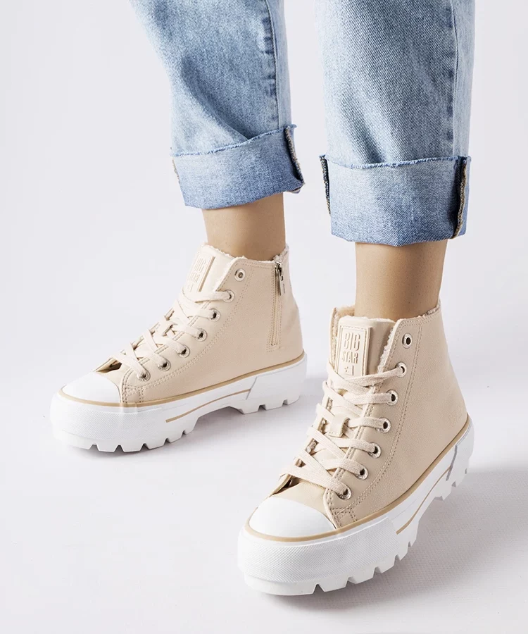 Beżowe ocieplane trampki Big Star MM274038