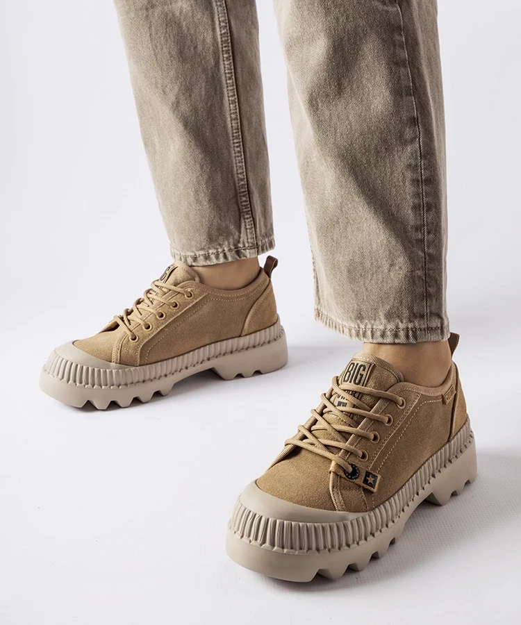 Beżowe skórzane trampki Big Star KK274511