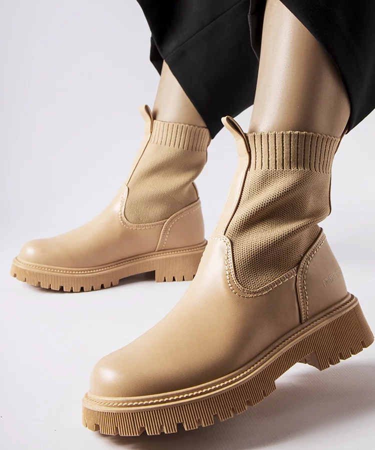 Beżowe botki eko-zamsz Big Star MM274542