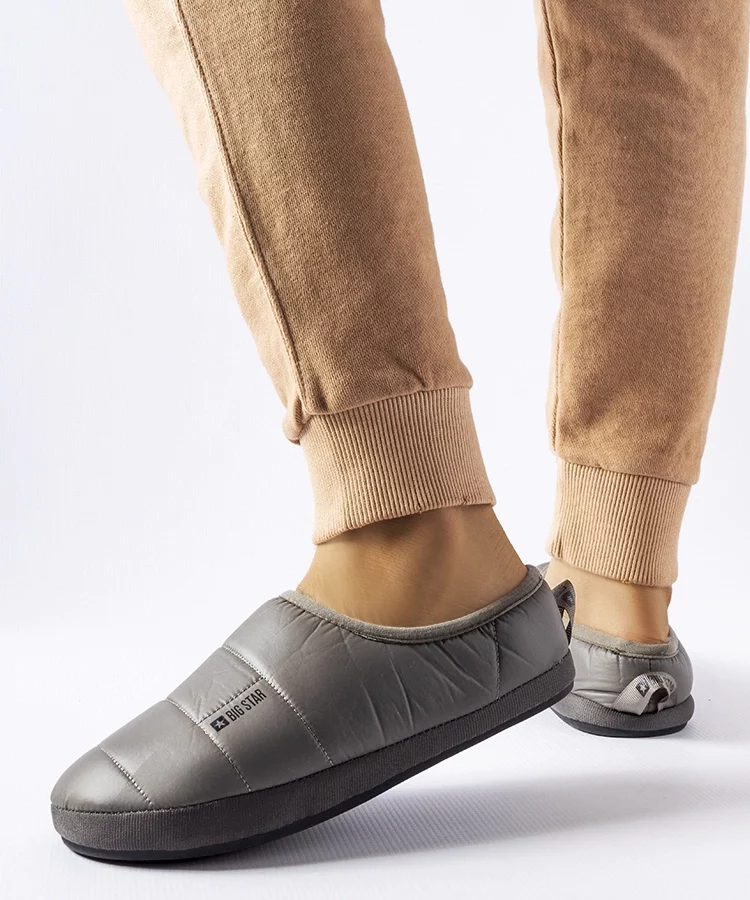 Szare ocieplane kapcie zimowe Big Star KK274603