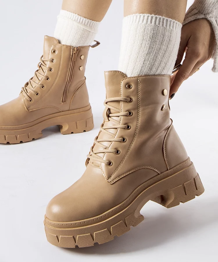 Beżowe workery na grubszej podeszwie Melicucca