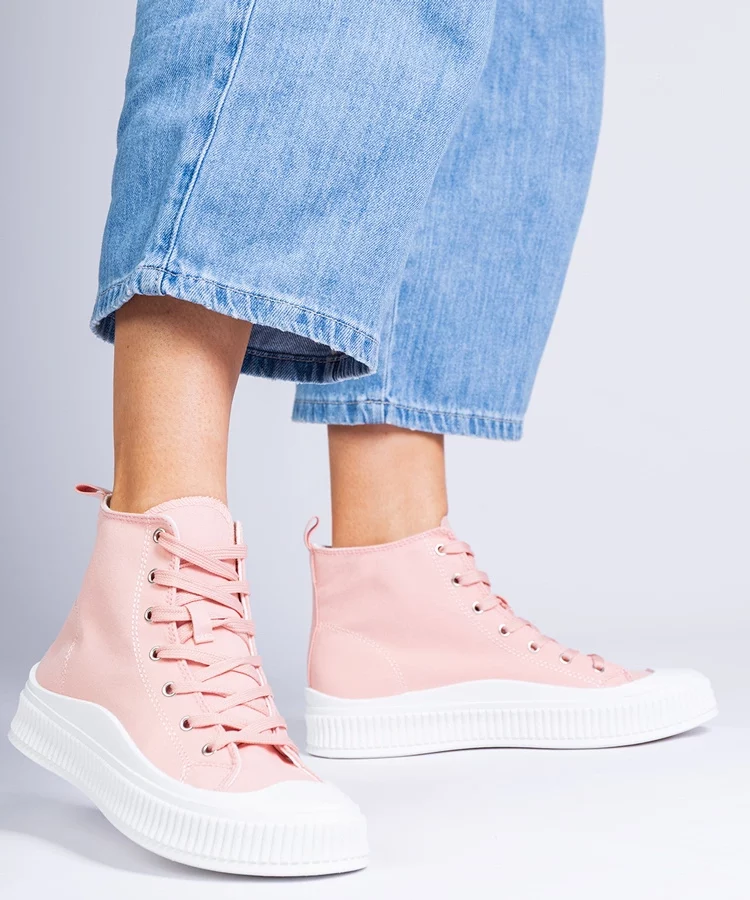 Różowe wysokie trampki na platformie Guerrino