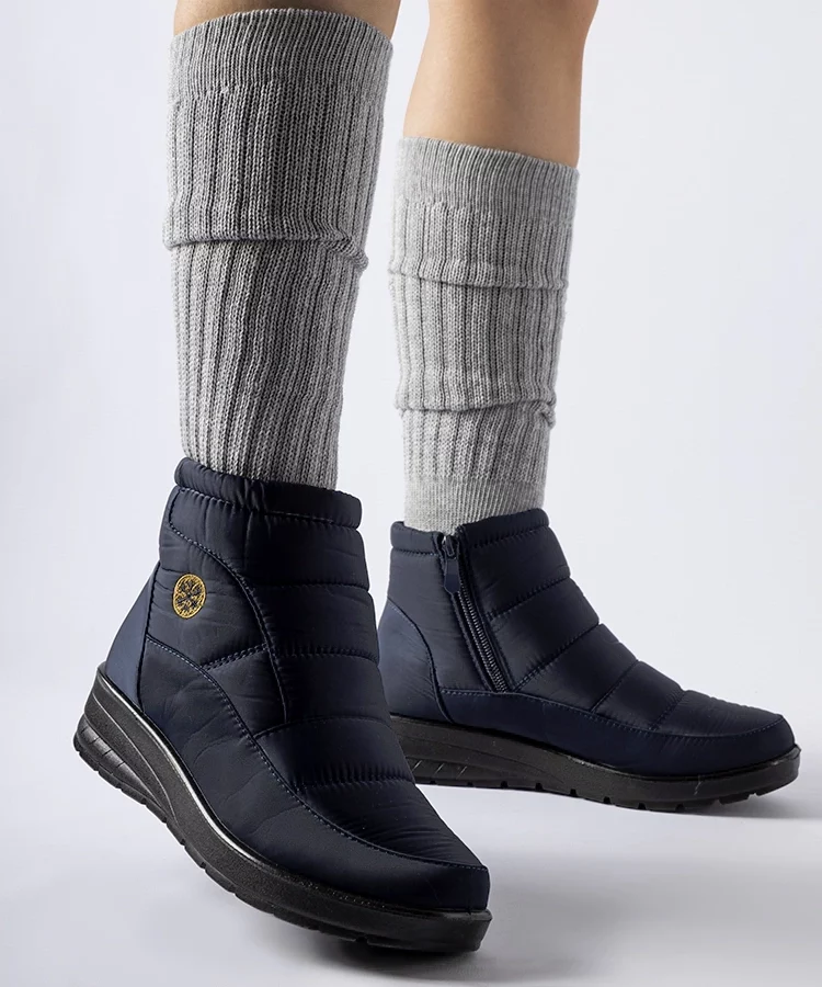 Granatowe śniegowce na niskiej koturnie Vittore