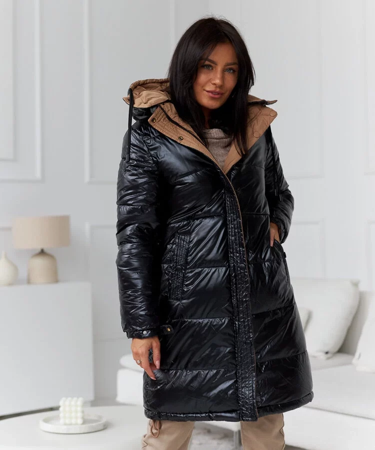 Czarno-brązowa ciepła kurtka dwustronna Scalette