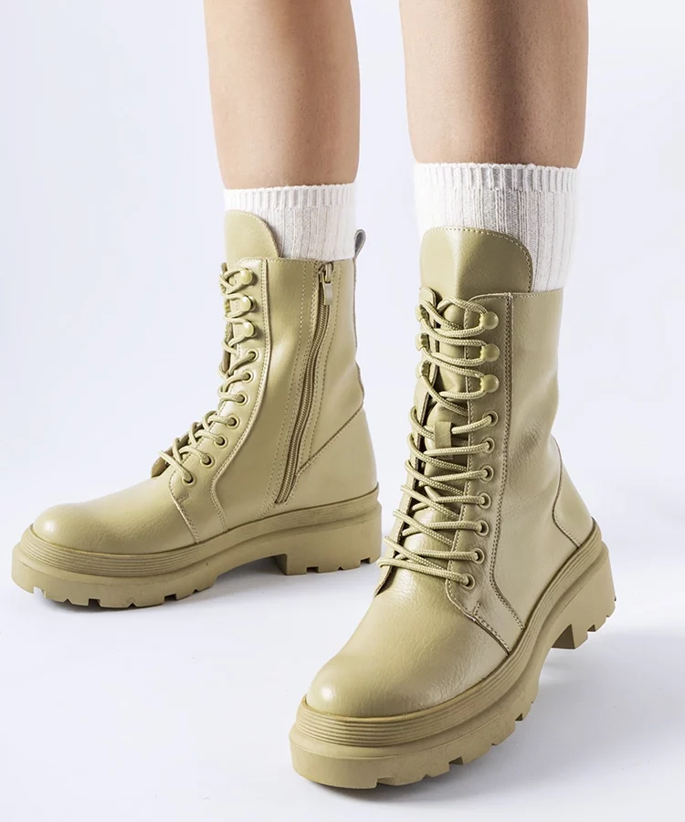 Zielone płaskie trapery z protektorem Zacharie