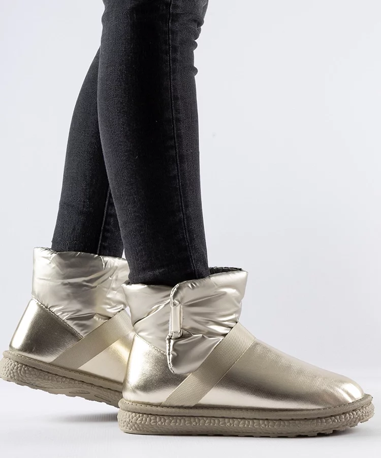 Złote połyskujące krótkie śniegowce Delaune