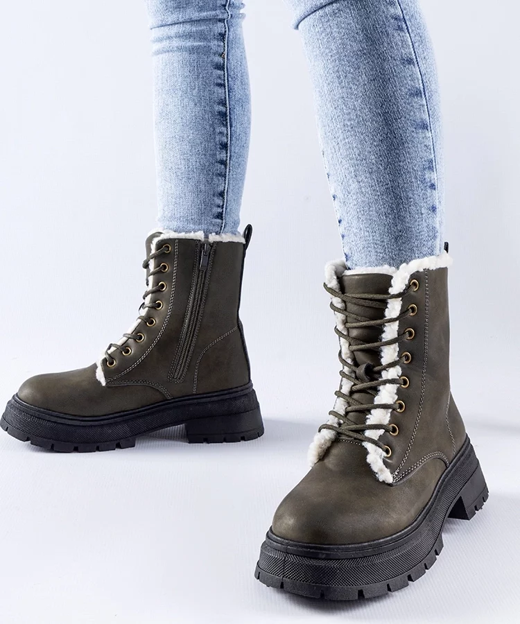 Zielone ocieplane traperki Tadasuni