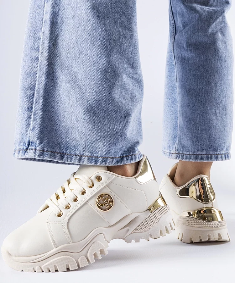 Beżowe sneakersy na masywnej podeszwie Arpaia