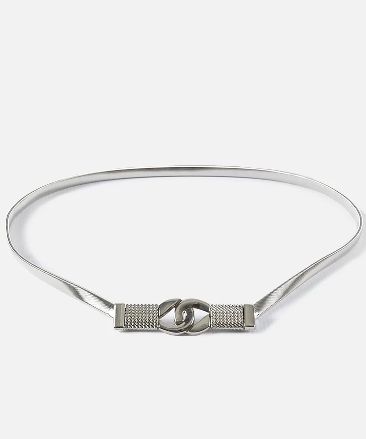 Srebrny elastyczny cienki pasek Leonide