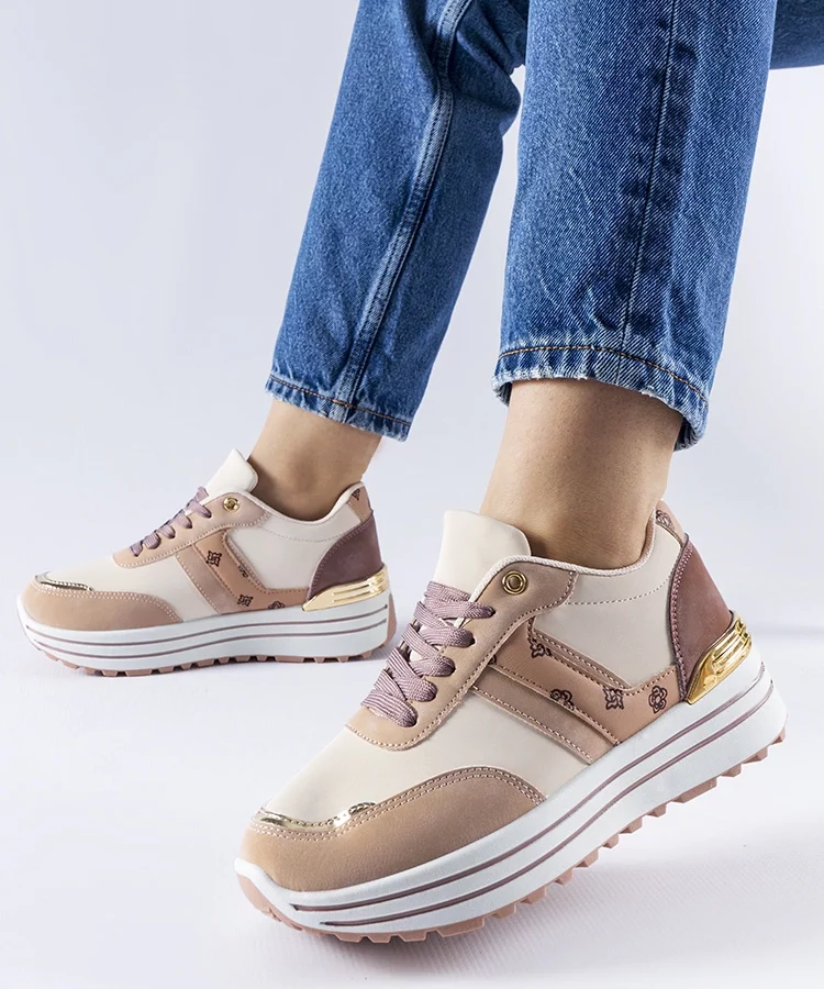 Różowo-beżowe buty na platformie Provinciale