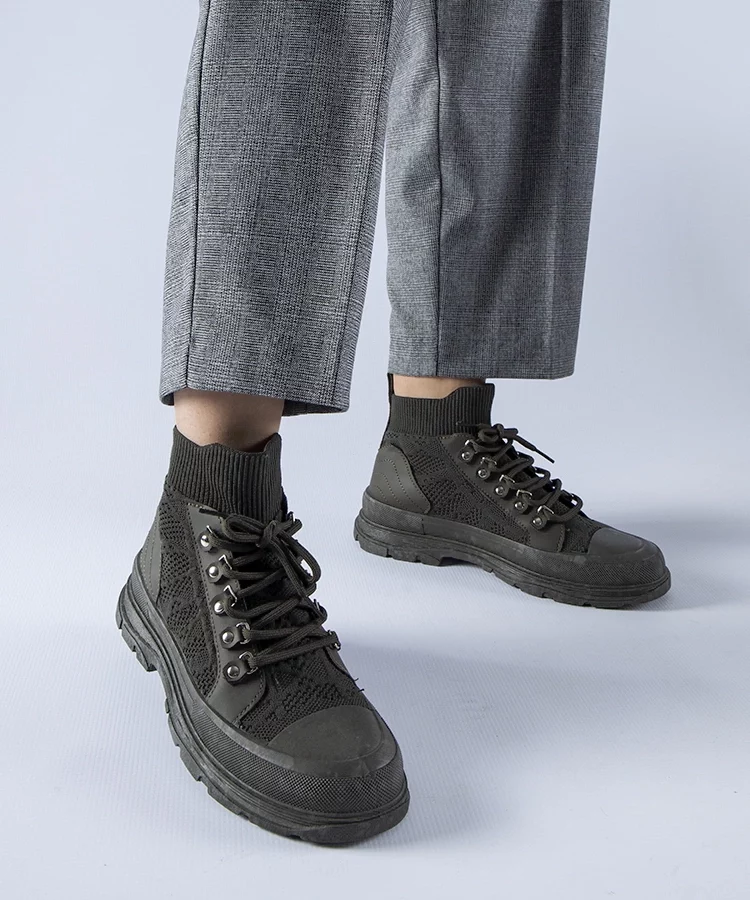 Zielone wysokie materiałowe trampki Casalma