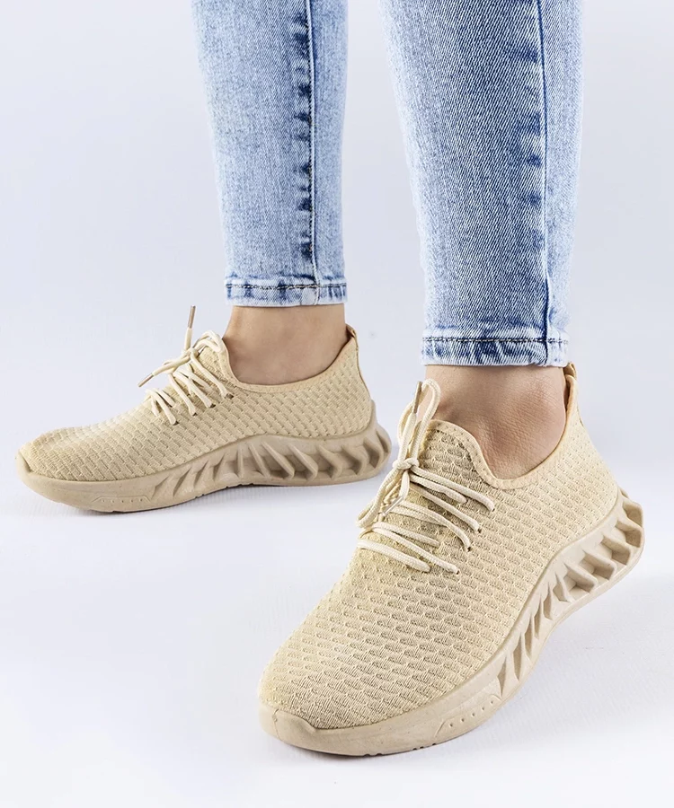 Beżowe materiałowe sneakersy Derek