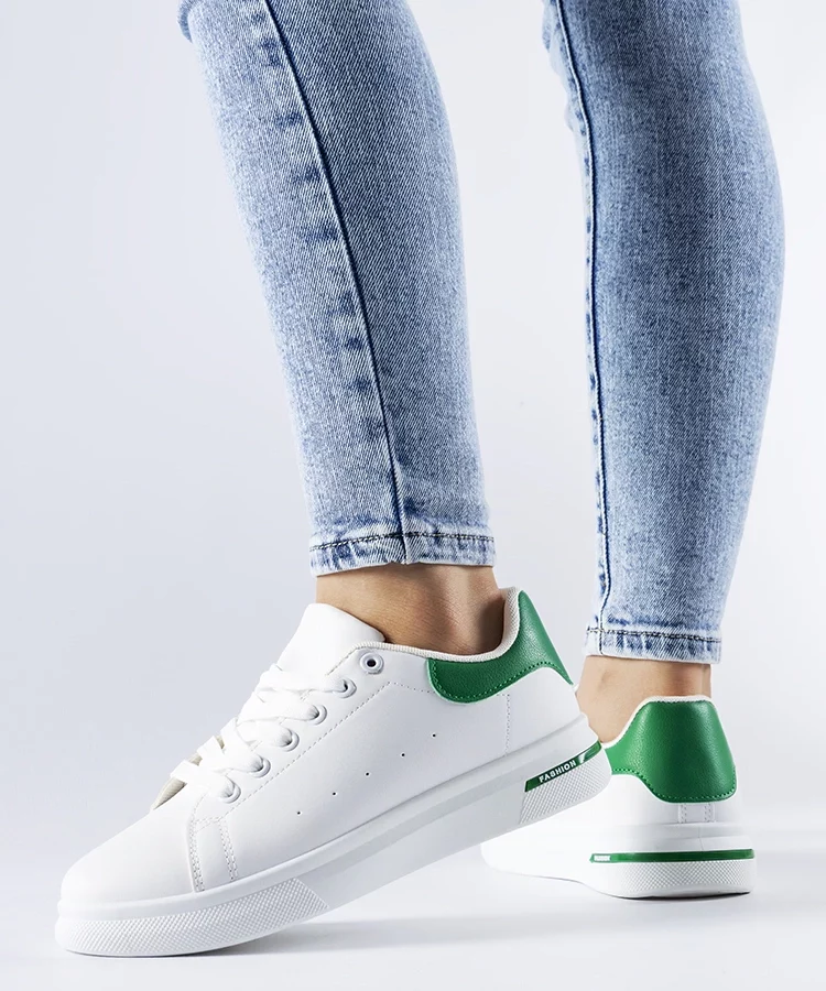 Biało-zielone sneakersy Leland