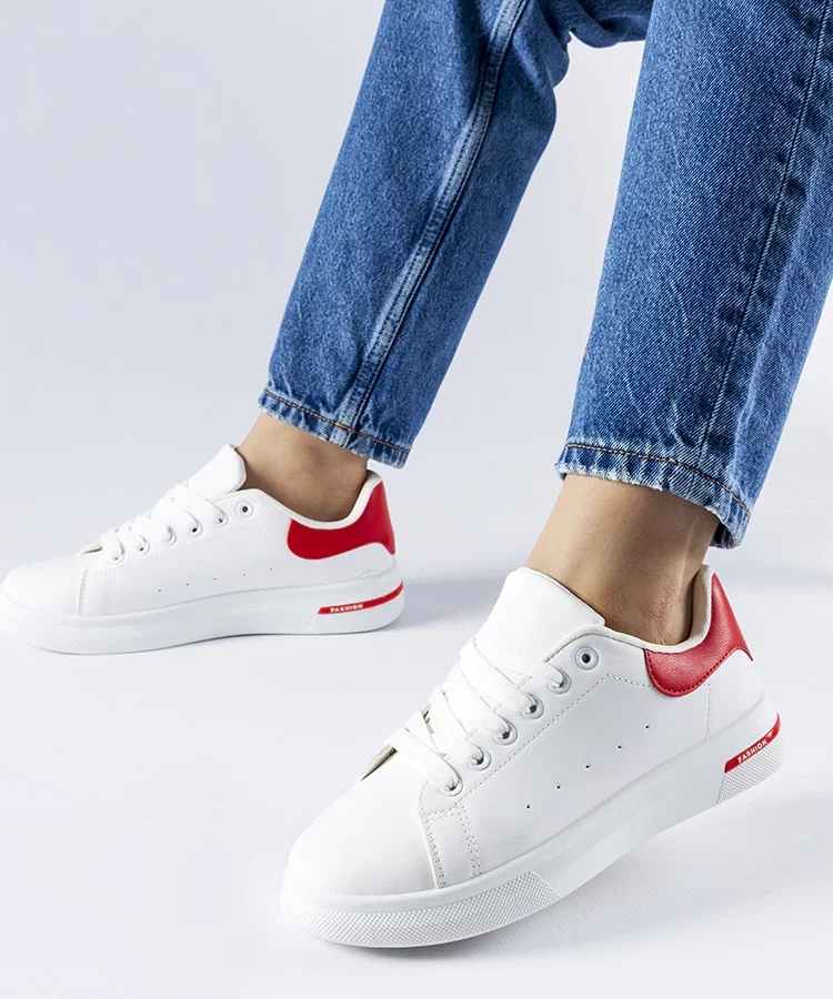 Biało-czerwone sneakersy Leland