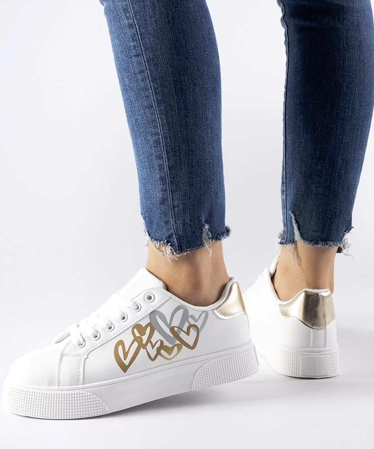 Biało-złote sneakersy na platformie Montclair