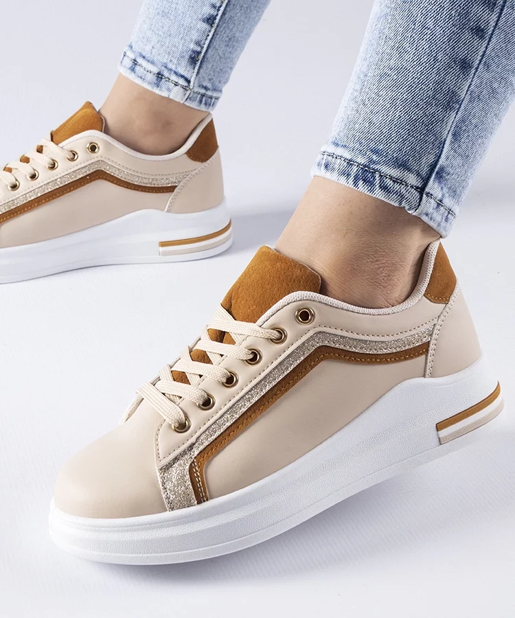 Beżowe sneakersy na platformie Mayfield