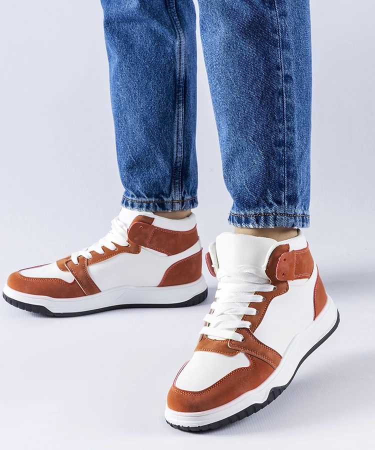 Biało-brązowe sneakersy za kostkę Elizabeth